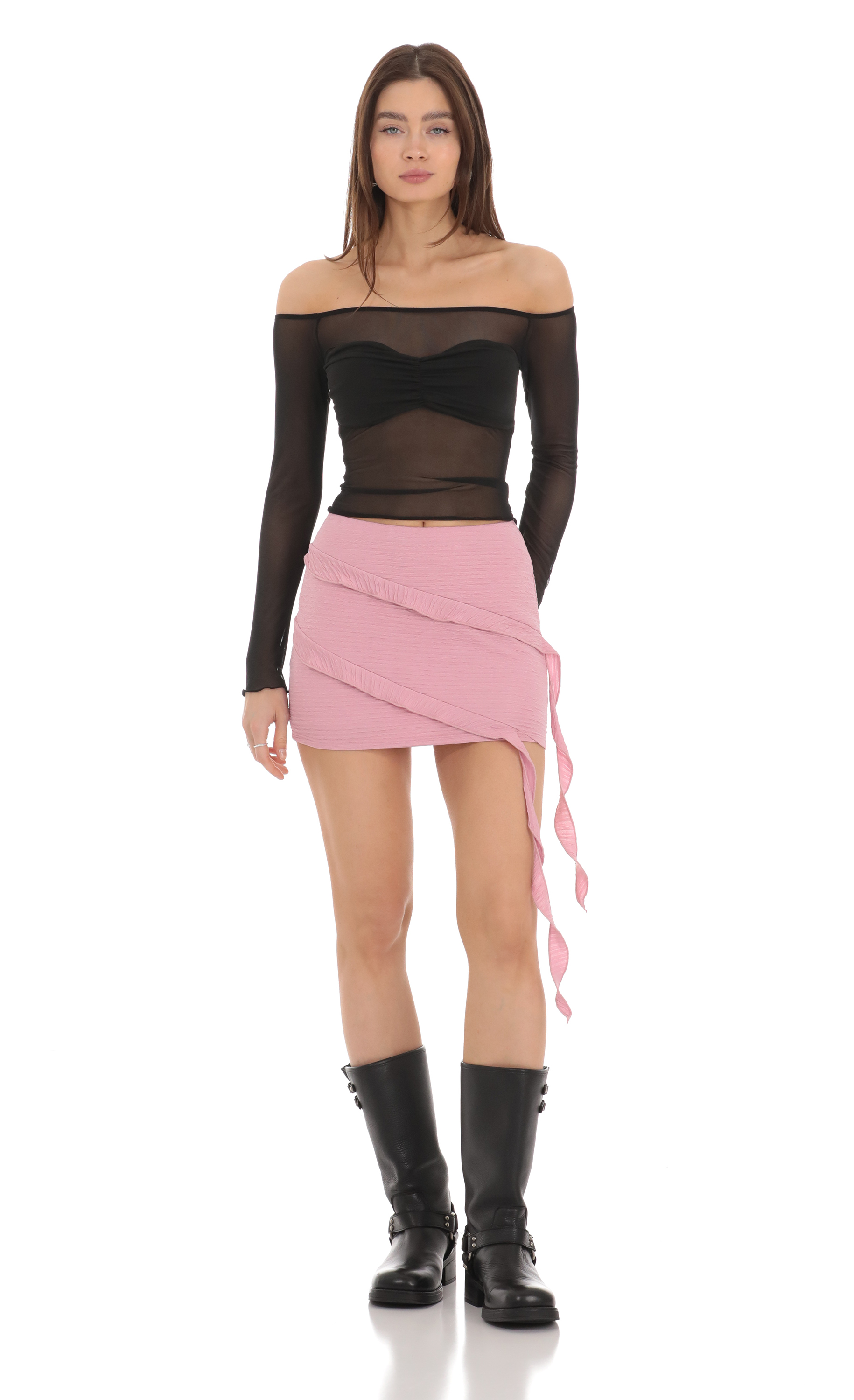 Double Tassel Mini Skirt in Pink