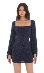 Picture Shantelle Long Sleeve Dress in Blue and Red Velvet. Source: https://media-img.lucyinthesky.com/data/Jan24/150xAUTO/0a7dce20-f260-439d-b94e-d00dba1f68e2.jpg