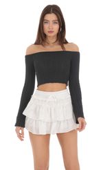 Picture Off Shoulder Knit Top in Black. Source: https://media-img.lucyinthesky.com/data/Jan24/150xAUTO/5d8e56b9-4292-48a6-a71a-a139eca7e5bc.jpg