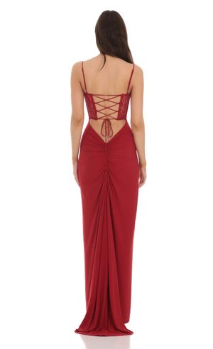 Back Bow Strapless Dress in Red