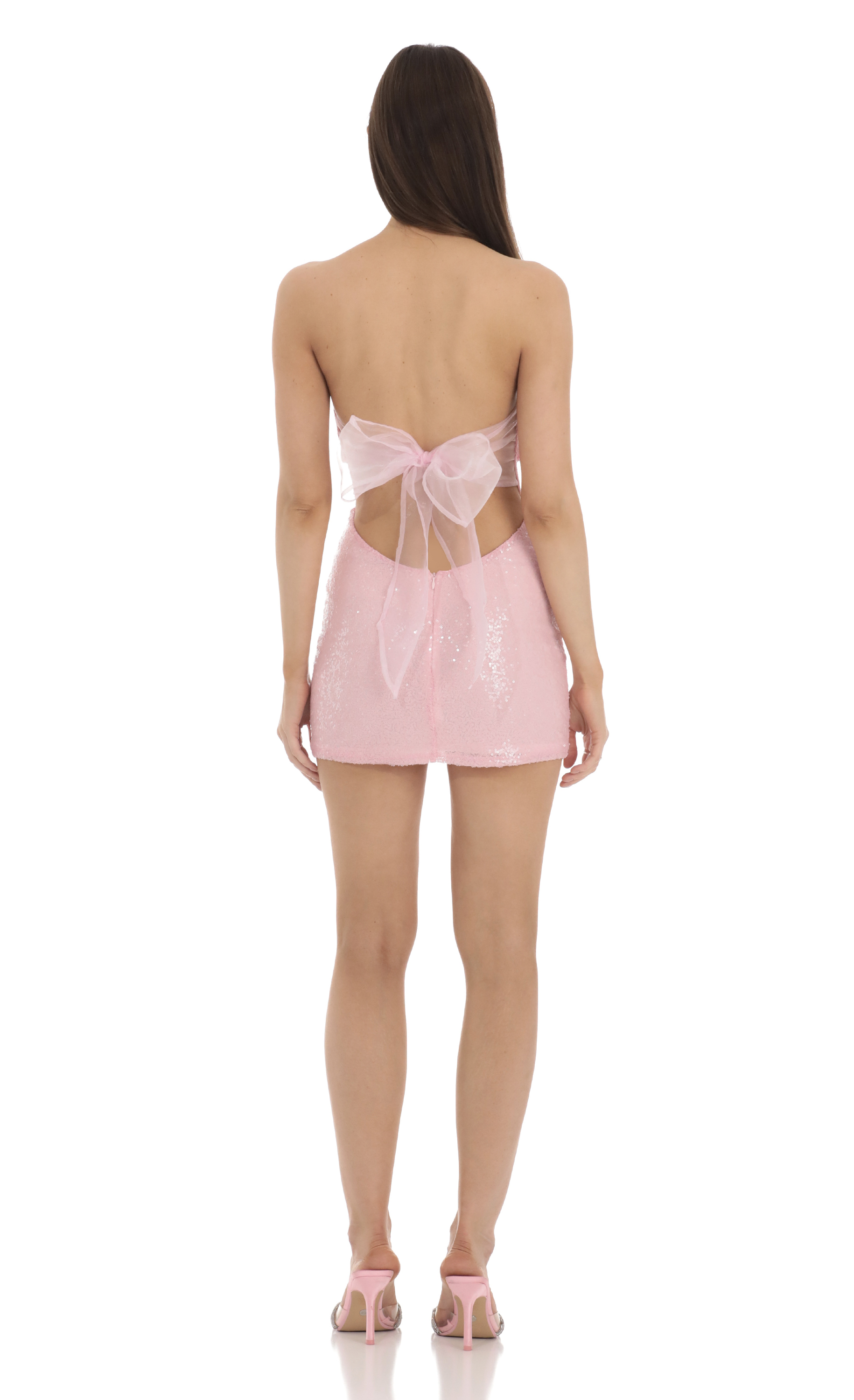 Satin Strapless Slip Dress in Pink