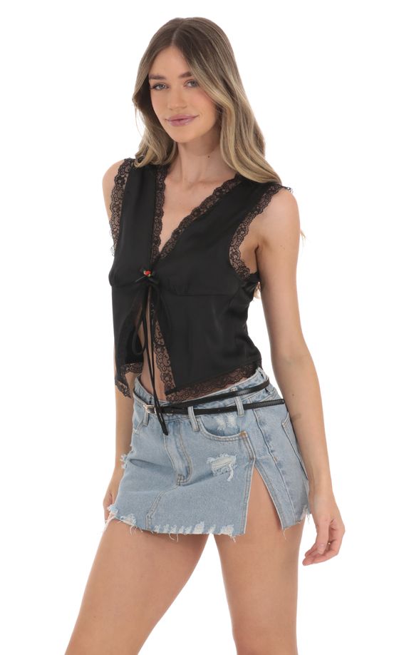 Side Slit Mini Skirt in Denim
