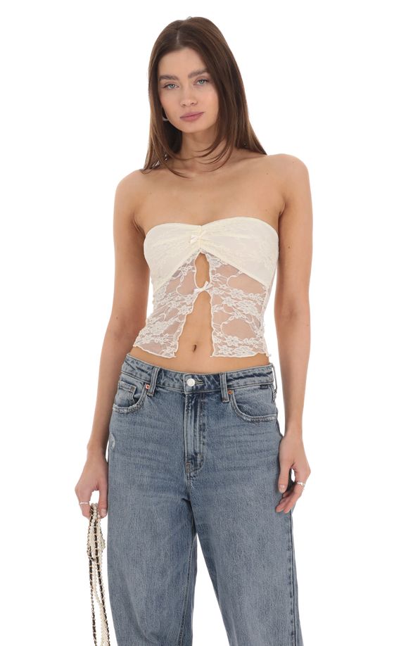 Strapless Lace Top in Cream
