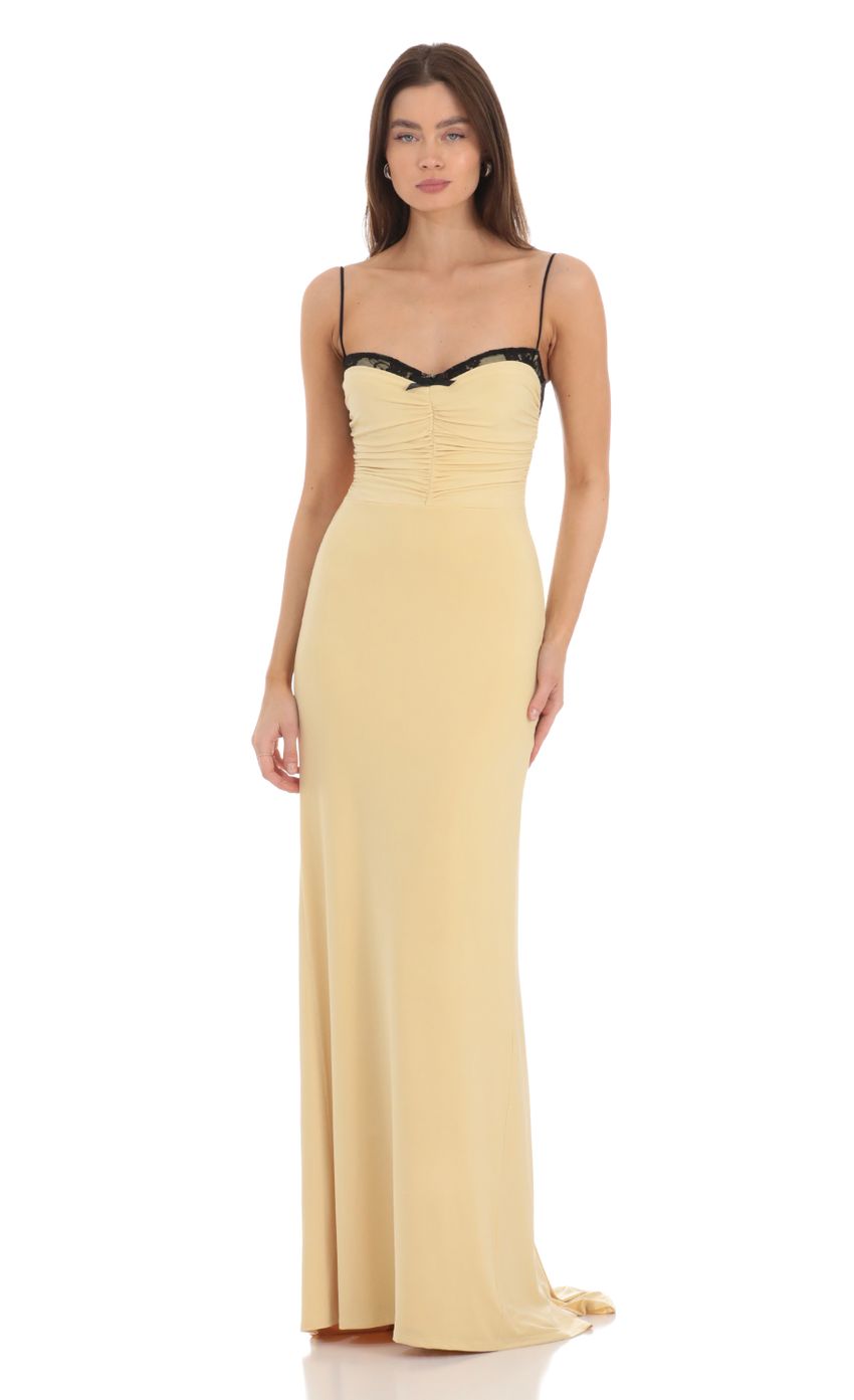 Picture Lace Bust Open Back Maxi Dress in Yellow. Source: https://media-img.lucyinthesky.com/data/Jan24/850xAUTO/1ac5f94f-4e35-4c06-9494-a026080347d1.jpg
