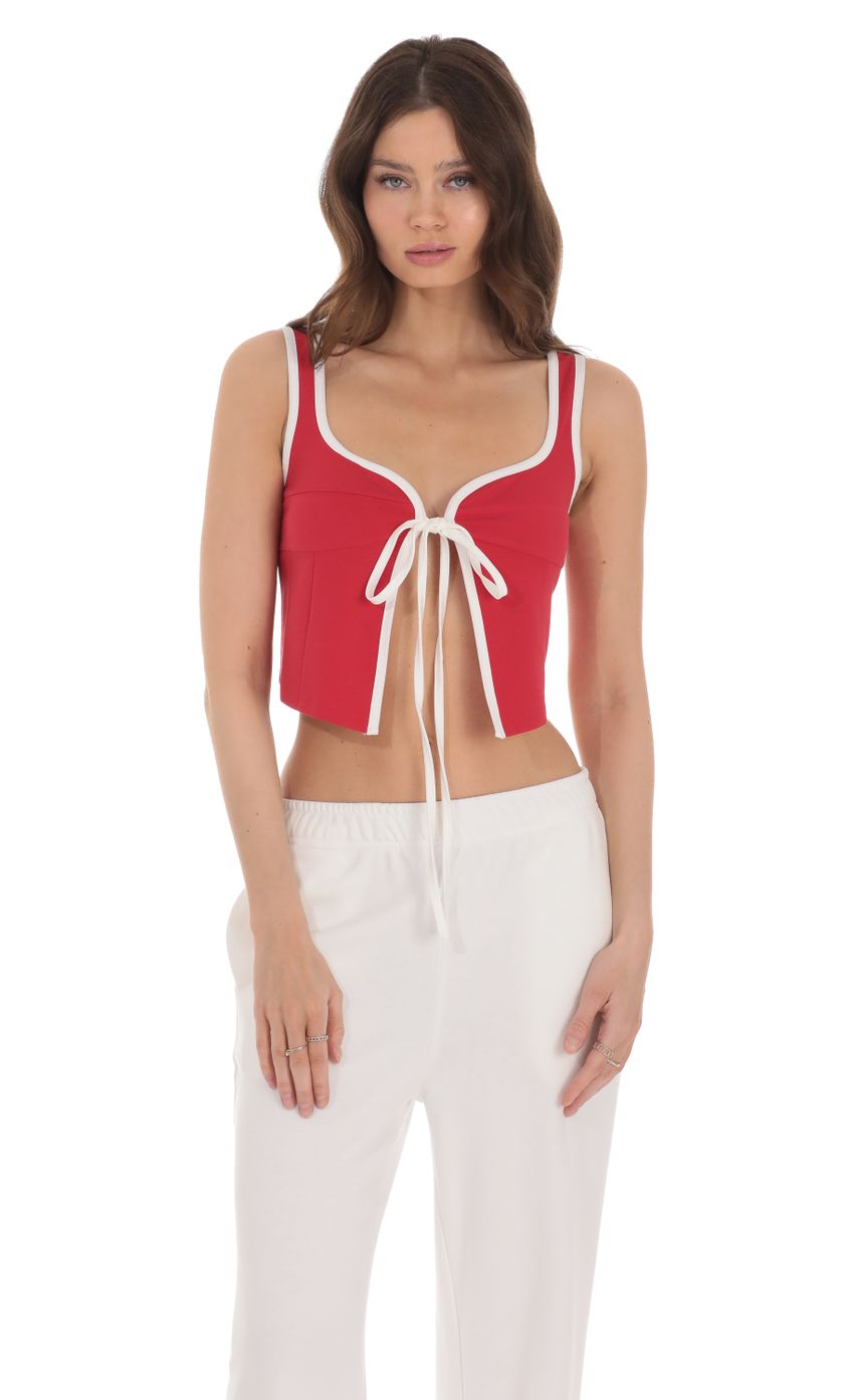 Picture Front Tie Top in Red. Source: https://media-img.lucyinthesky.com/data/Jan24/850xAUTO/1c774f6e-8758-4a89-a96d-83ef9ba01538.jpg