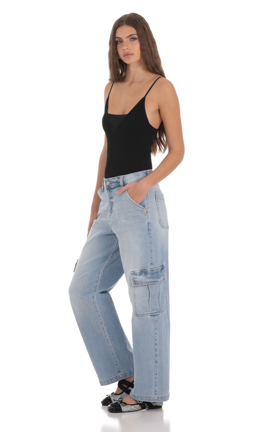 Picture Cargo Wide Leg Jeans in Faded Denim. Source: https://media-img.lucyinthesky.com/data/Jan24/850xAUTO/20312af7-5d12-4ce3-8e8c-debe4f97e465.jpg