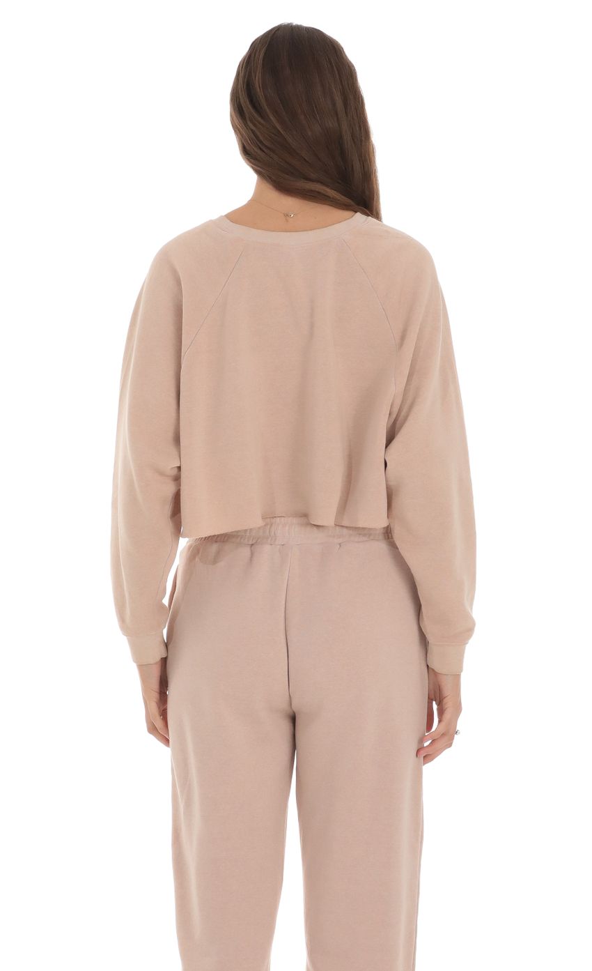 Picture Washed Cropped Jumper in Light Brown. Source: https://media-img.lucyinthesky.com/data/Jan24/850xAUTO/3018b798-47ba-4ffa-b1ac-0f8b6e35650d.jpg
