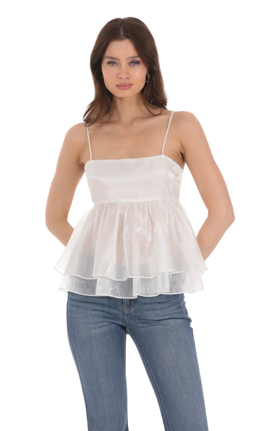 Product image for Babydoll Shimmer Top in White