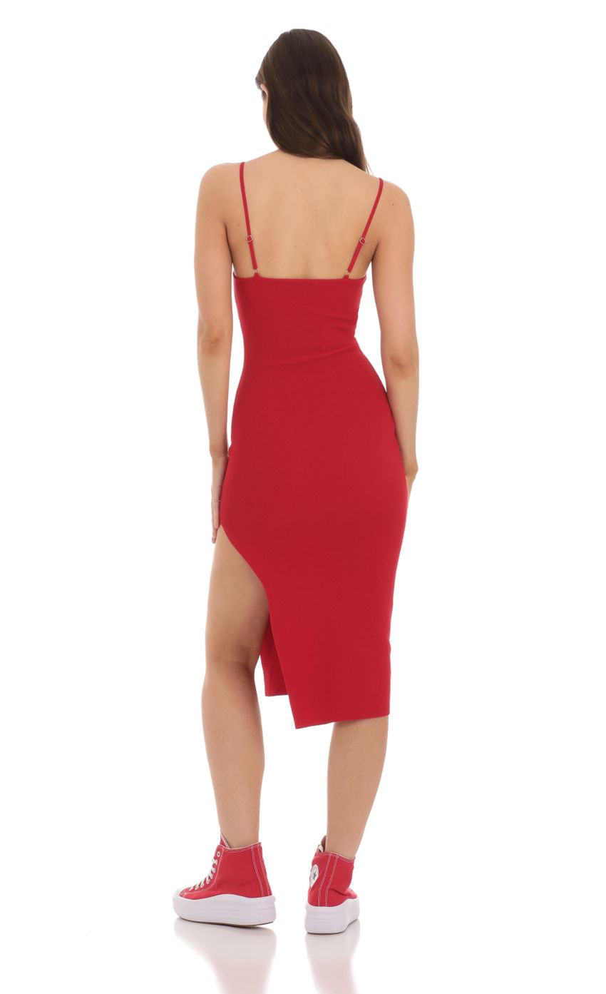 Picture Ribbed Bodycon Midi Dress in Red. Source: https://media-img.lucyinthesky.com/data/Jan24/850xAUTO/600bb051-307c-4916-8c8d-d4b45220e6c0.jpg