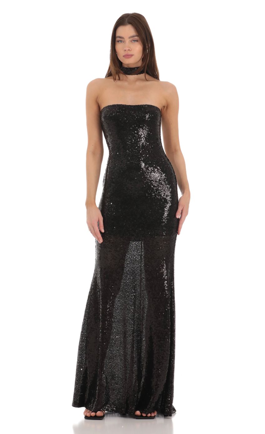 Picture Sequin Reverse Halter Maxi Dress in Black. Source: https://media-img.lucyinthesky.com/data/Jan24/850xAUTO/6866c2c6-dff7-4ad0-8f94-0b23fad0bd0f.jpg