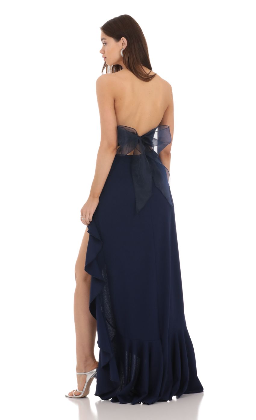 Picture Strapless Back Bow Corset Maxi Dress in Navy. Source: https://media-img.lucyinthesky.com/data/Jan24/850xAUTO/7f68a0f4-0e7f-438e-8fda-9c24f117b628.jpg