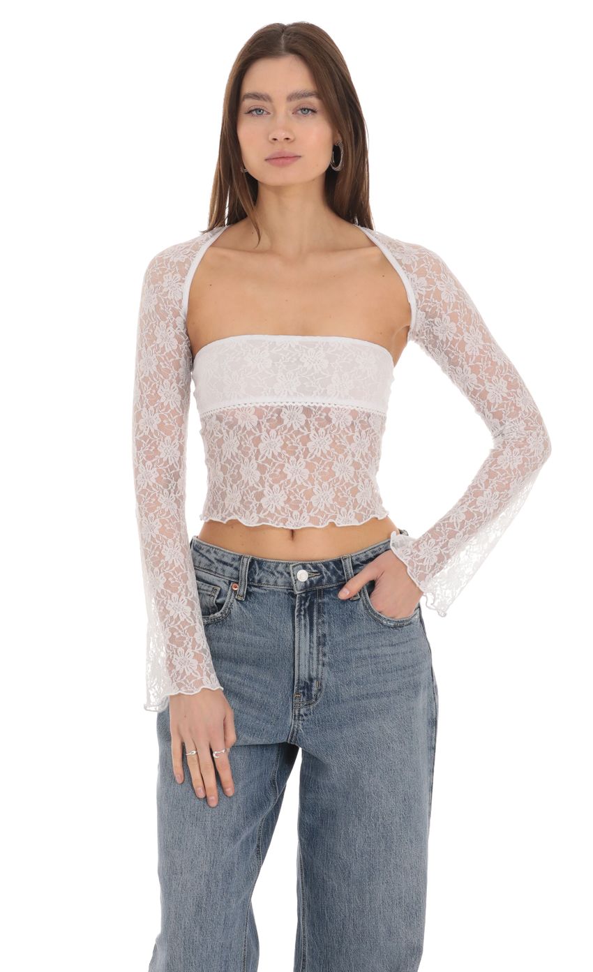 Picture Two Piece Lace Top Set in White. Source: https://media-img.lucyinthesky.com/data/Jan24/850xAUTO/847327e1-3be7-4c7b-b011-4d4261ad985c.jpg