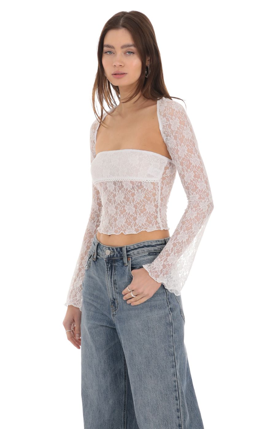 Picture Two Piece Lace Top Set in White. Source: https://media-img.lucyinthesky.com/data/Jan24/850xAUTO/8bf15335-7e25-4f97-aead-a47c90770509.jpg