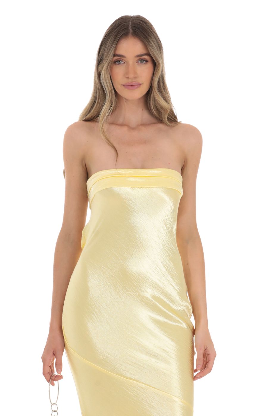 Picture Strapless Satin Maxi Dress in Yellow. Source: https://media-img.lucyinthesky.com/data/Jan24/850xAUTO/951530ee-268c-47d3-99aa-0050d5b43b43.jpg