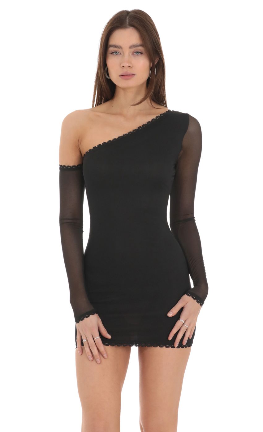 Picture Mesh Long Sleeve Off Shoulder Bodycon Dress in Black. Source: https://media-img.lucyinthesky.com/data/Jan24/850xAUTO/b9b9f53a-6d48-4ba2-9684-35cd8abdc827.jpg