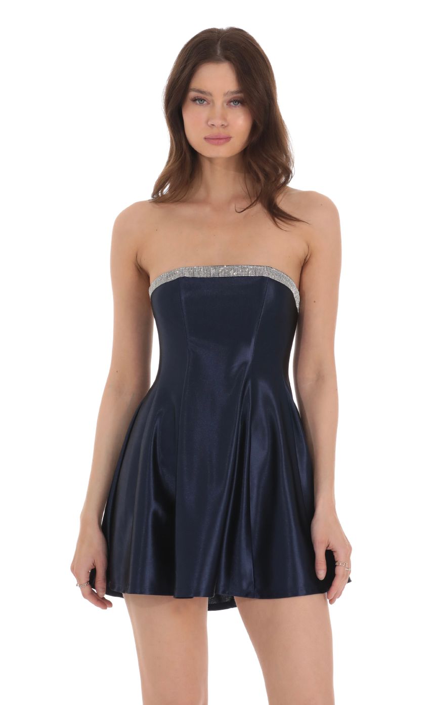 Picture Strapless Rhinestone Satin Dress in Navy. Source: https://media-img.lucyinthesky.com/data/Jan24/850xAUTO/ba3d8737-d0e7-47a8-87cc-e36159b43772.jpg