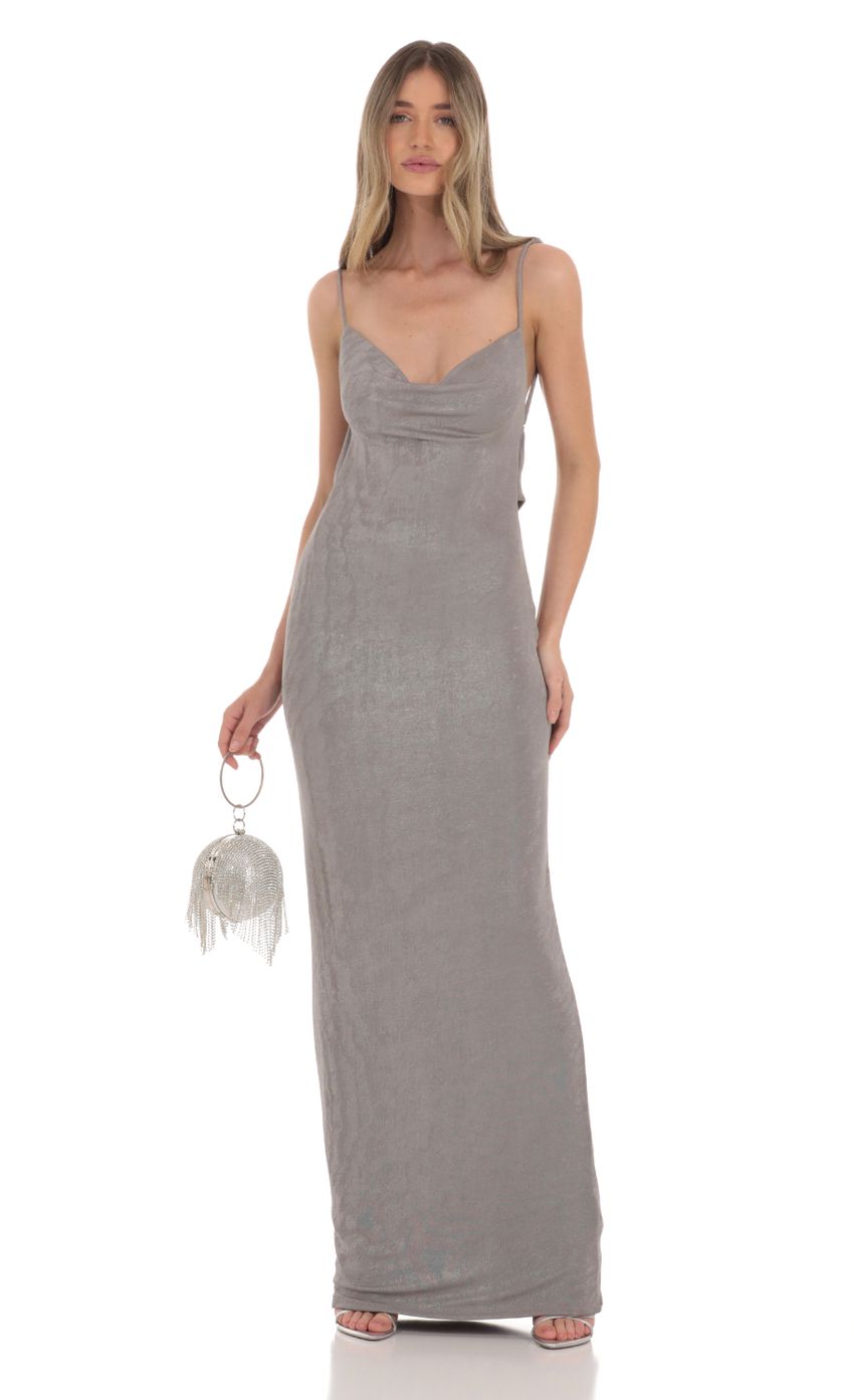 Picture Draped Open Back Maxi Dress in Silver. Source: https://media-img.lucyinthesky.com/data/Jan24/850xAUTO/bb08e5a2-c4c5-4bac-98d5-4f34a2cb4d18.jpg