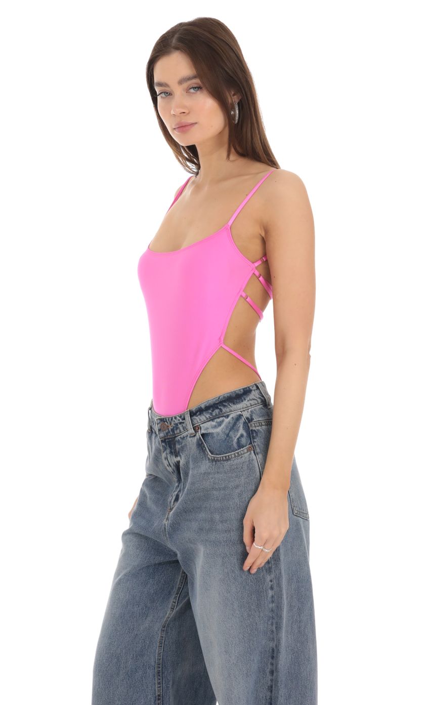 Product image for High Cut Backless Bodysuit in Hot Pink