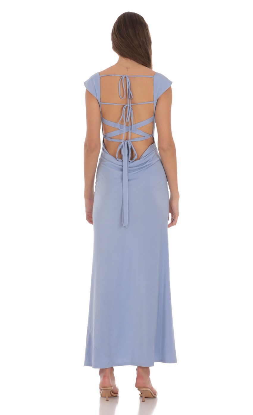 Product image for Strappy Cowl Neck Maxi Dress in Powder Blue