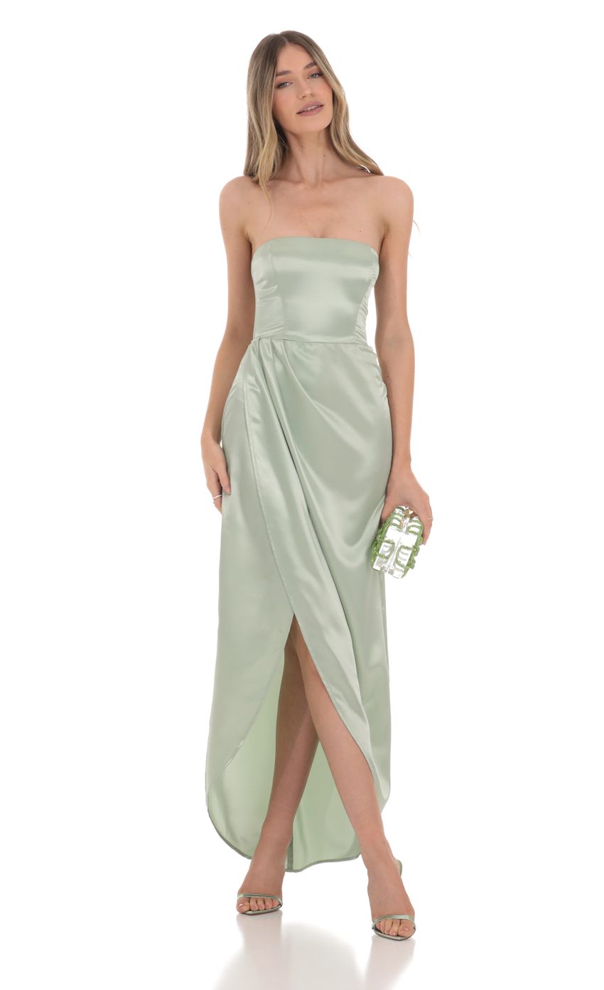 Picture Satin Strapless Corset Maxi Dress in Sage Green. Source: https://media-img.lucyinthesky.com/data/Jan24/850xAUTO/df607fa5-77ab-45b9-be3a-155e89742526.jpg