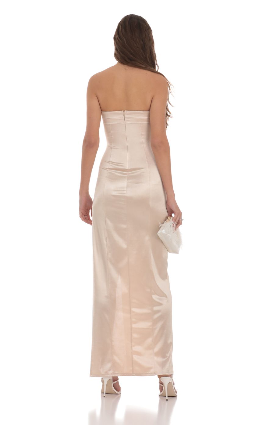 Picture Satin Strapless Maxi Dress in Champagne. Source: https://media-img.lucyinthesky.com/data/Jan24/850xAUTO/e10a25a8-75d0-4379-be79-b0d229815d56.jpg