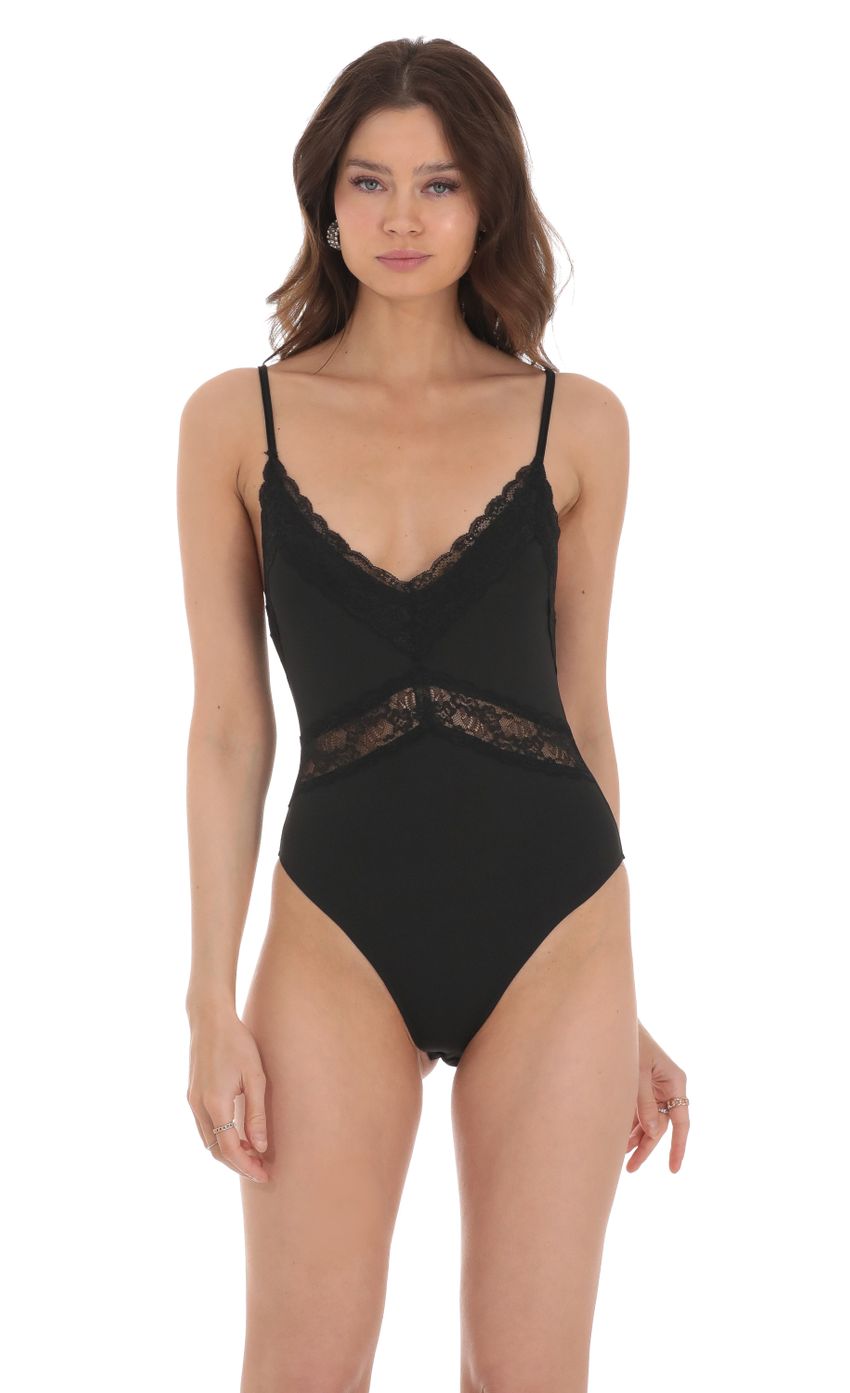 Picture Lace V-Neck Bodysuit in Black. Source: https://media-img.lucyinthesky.com/data/Jan24/850xAUTO/ee599666-6b72-440f-bcb4-4b22366c5165.jpg