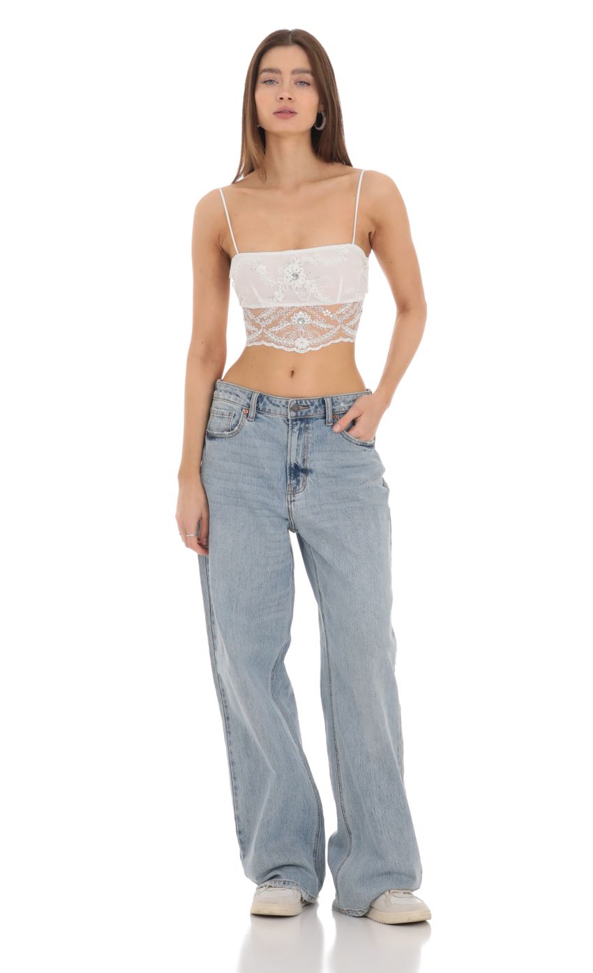 Picture Sequin Lace Crop Top in White. Source: https://media-img.lucyinthesky.com/data/Jan24/850xAUTO/f7837c02-738f-4e55-96bf-337994808668.jpg
