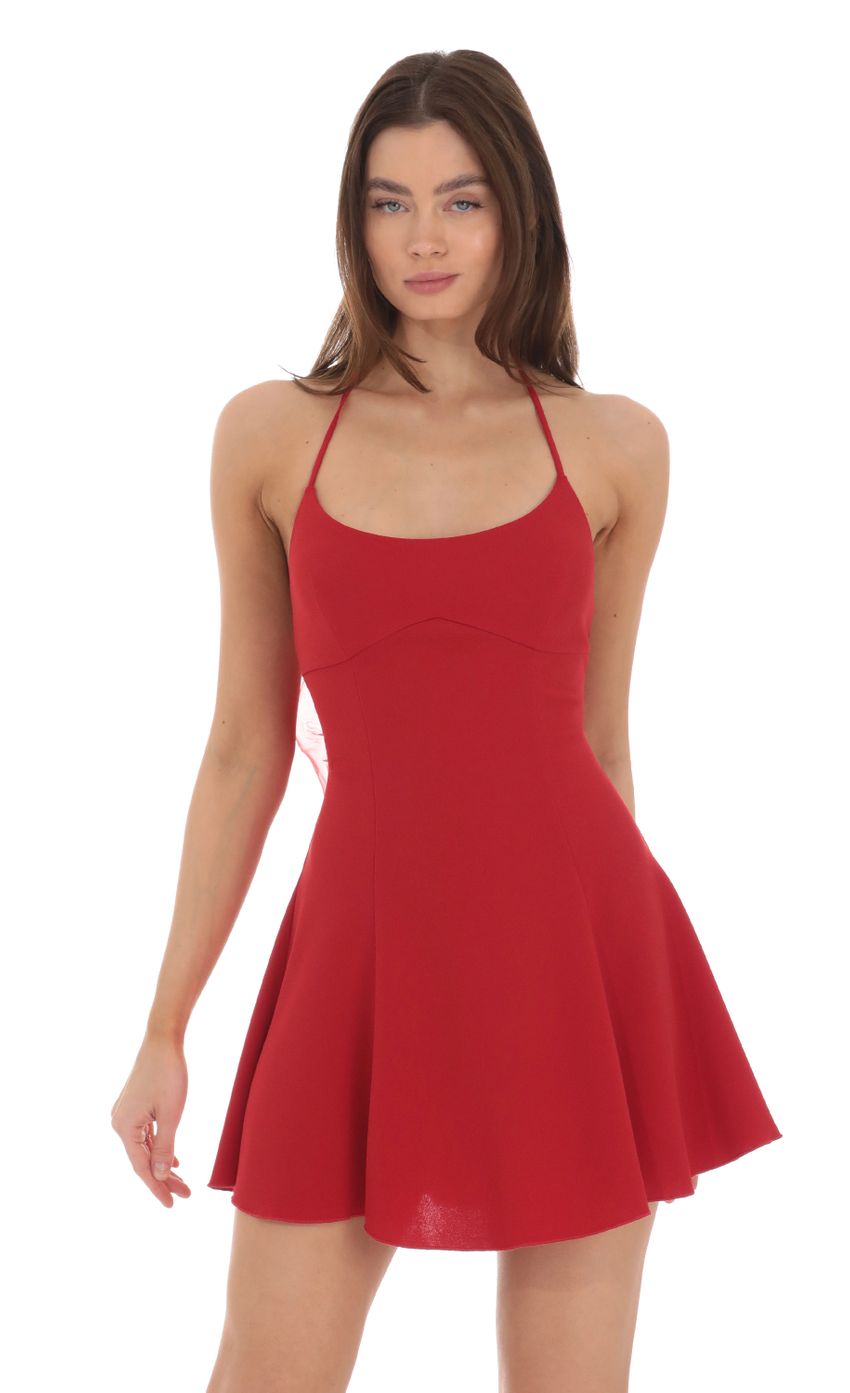 Picture Halter Open Back Bow Dress in Red. Source: https://media-img.lucyinthesky.com/data/Jan24/850xAUTO/fe1efaac-d71d-4d96-9855-47aa464d16c5.jpg