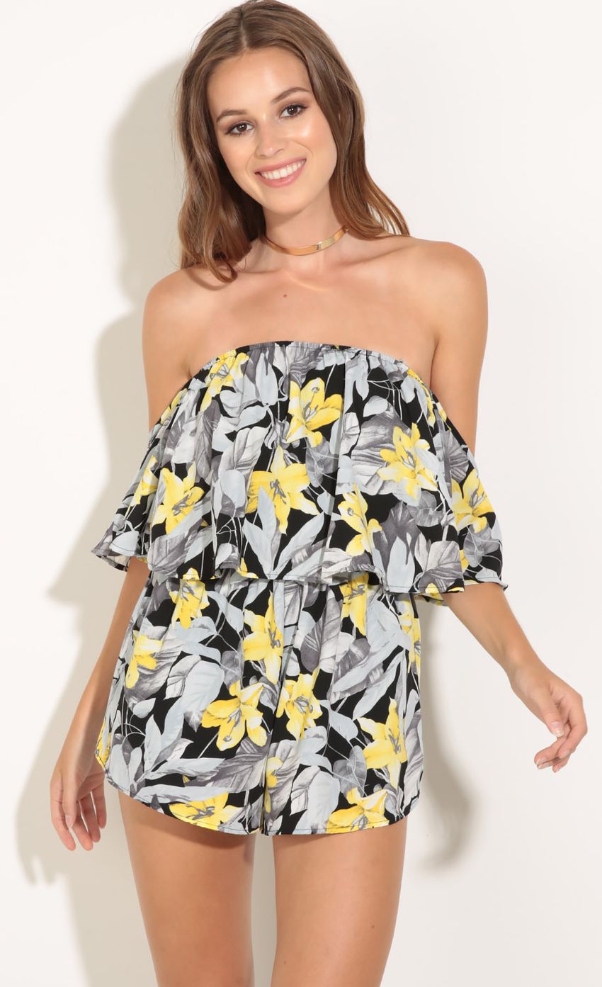 Picture Floral Romper In Grey And Yellow. Source: https://media-img.lucyinthesky.com/data/Jul16_1/850xAUTO/0Y5A0295.JPG