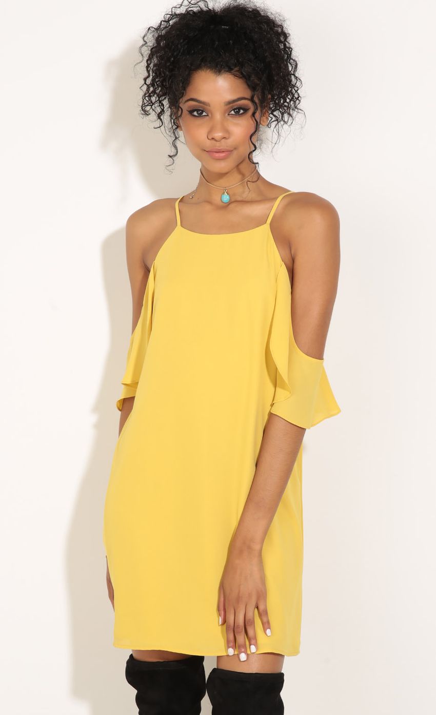 Picture Open Shoulder Shift Dress In Yellow. Source: https://media-img.lucyinthesky.com/data/Jul16_1/850xAUTO/0Y5A4734.JPG