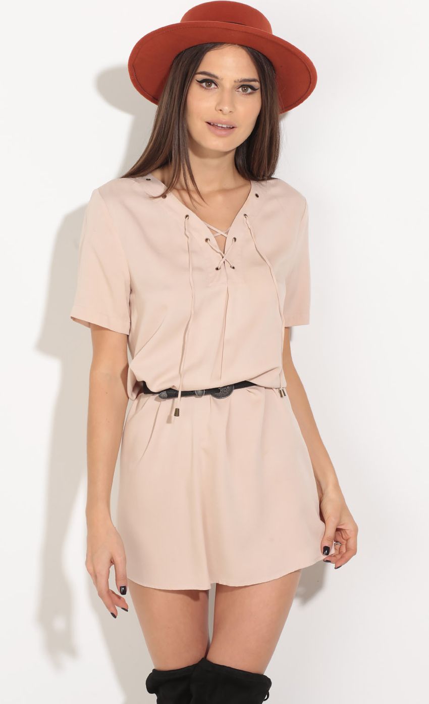 Picture Lace-Up Dress In Beige. Source: https://media-img.lucyinthesky.com/data/Jul16_2/850xAUTO/0Y5A3890.JPG
