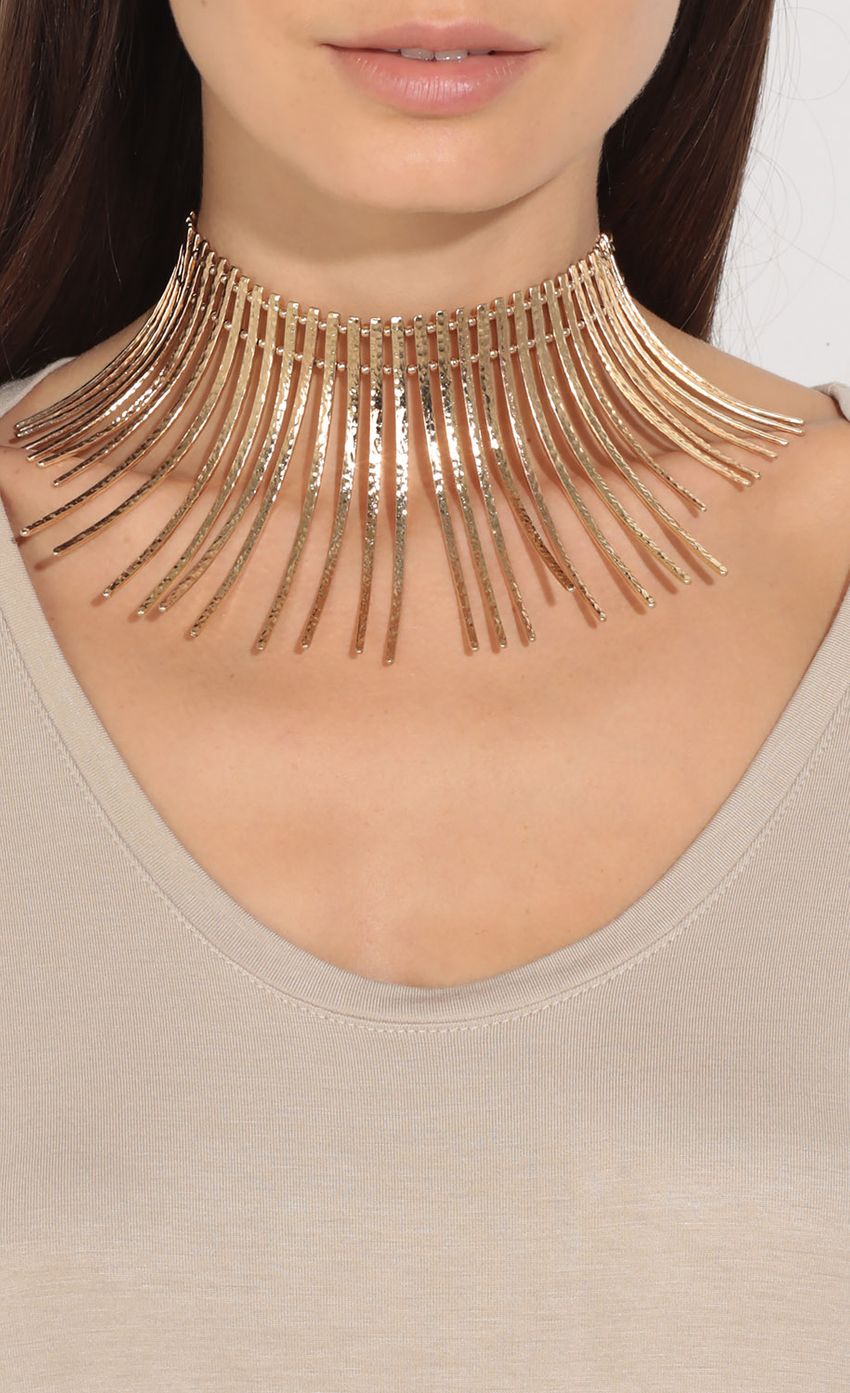 Picture Metal Fringe Statement Choker In Gold. Source: https://media-img.lucyinthesky.com/data/Jul16_2/850xAUTO/0Y5A7390.JPG