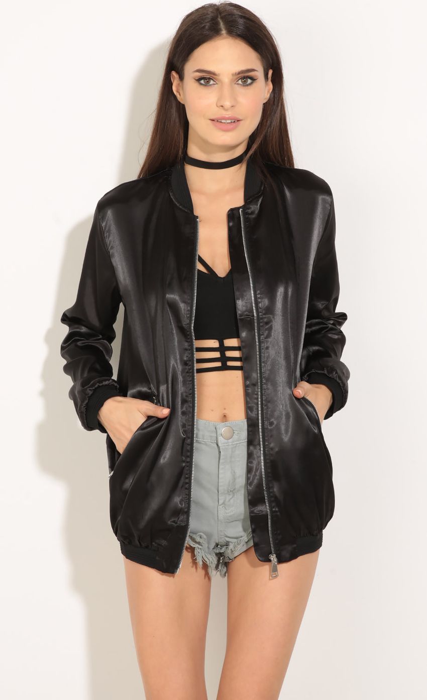 Picture Satin Midi Bomber Jacket In Black. Source: https://media-img.lucyinthesky.com/data/Jul16_2/850xAUTO/0Y5A7735.JPG