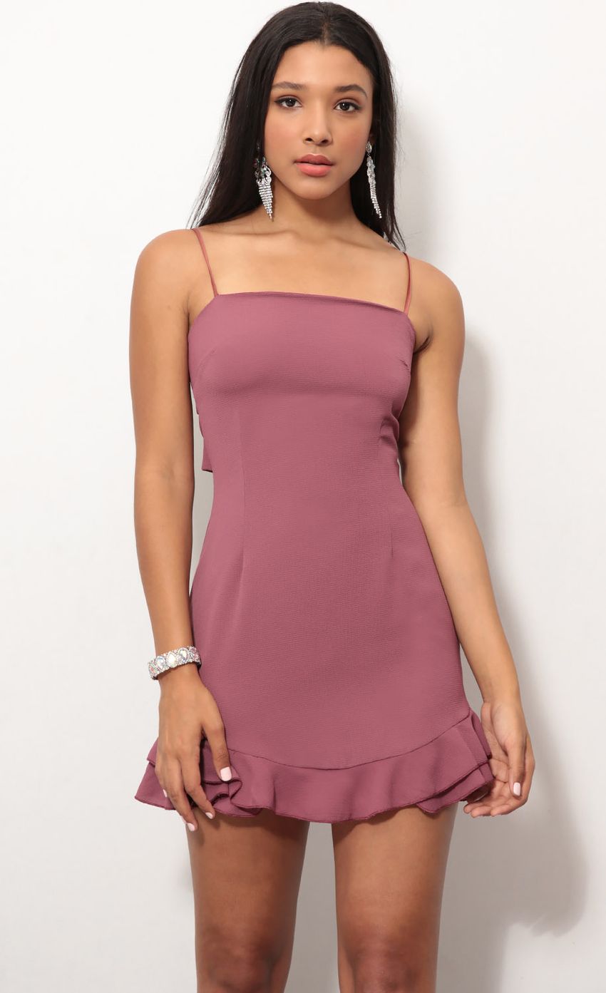 Picture Aubrey Ruffle Dress In Wild Ginger. Source: https://media-img.lucyinthesky.com/data/Jul18_2/850xAUTO/0Y5A9457.JPG