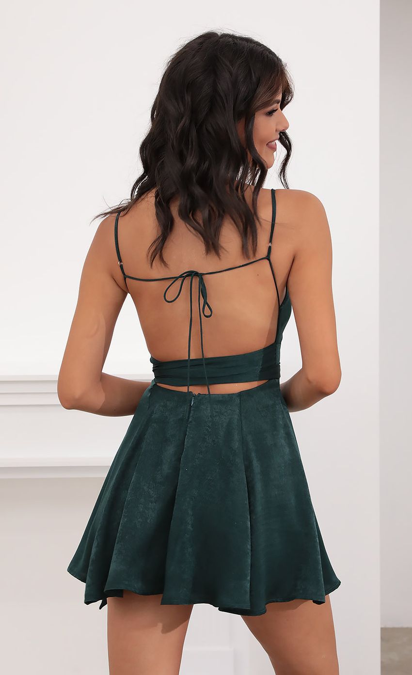 Picture Tie A-line Dress in Deep Green. Source: https://media-img.lucyinthesky.com/data/Jul20_2/850xAUTO/781A6052.JPG