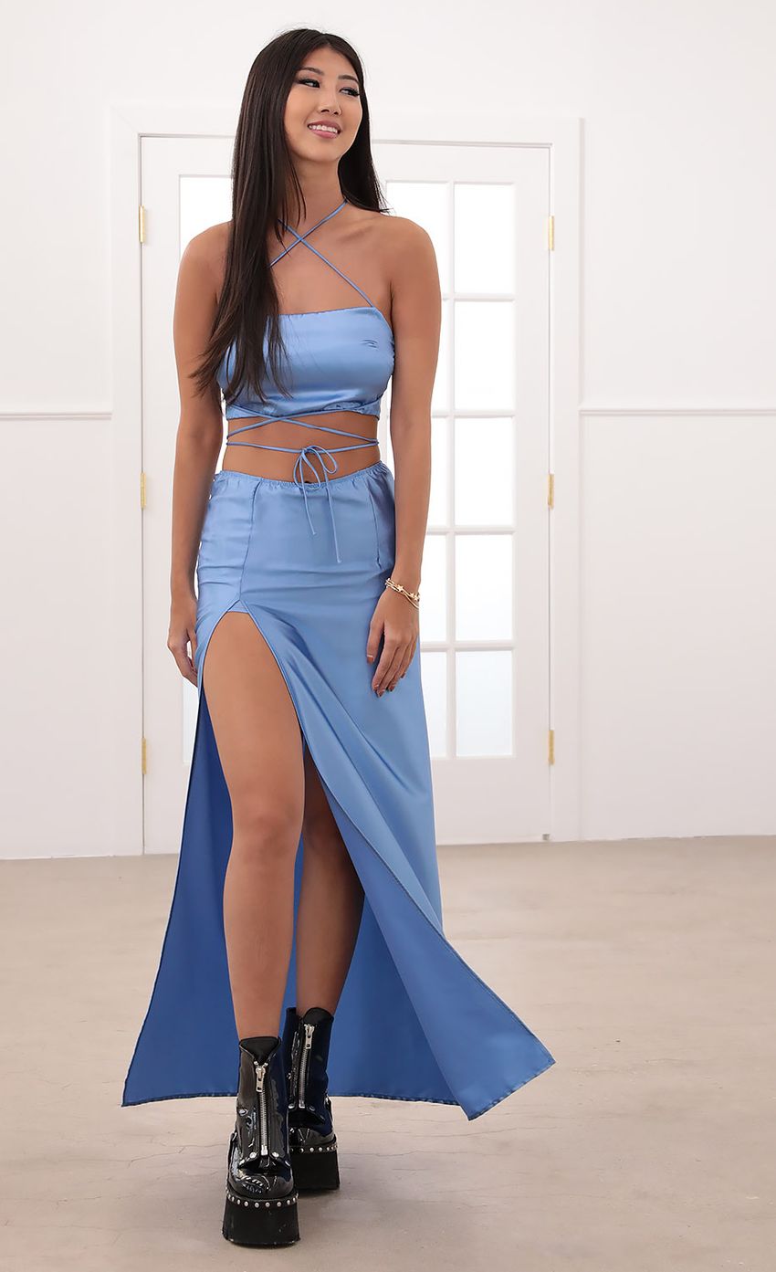Picture Myra Satin Luxe Maxi Set in Sky Blue. Source: https://media-img.lucyinthesky.com/data/Jul20_2/850xAUTO/781A86591.JPG