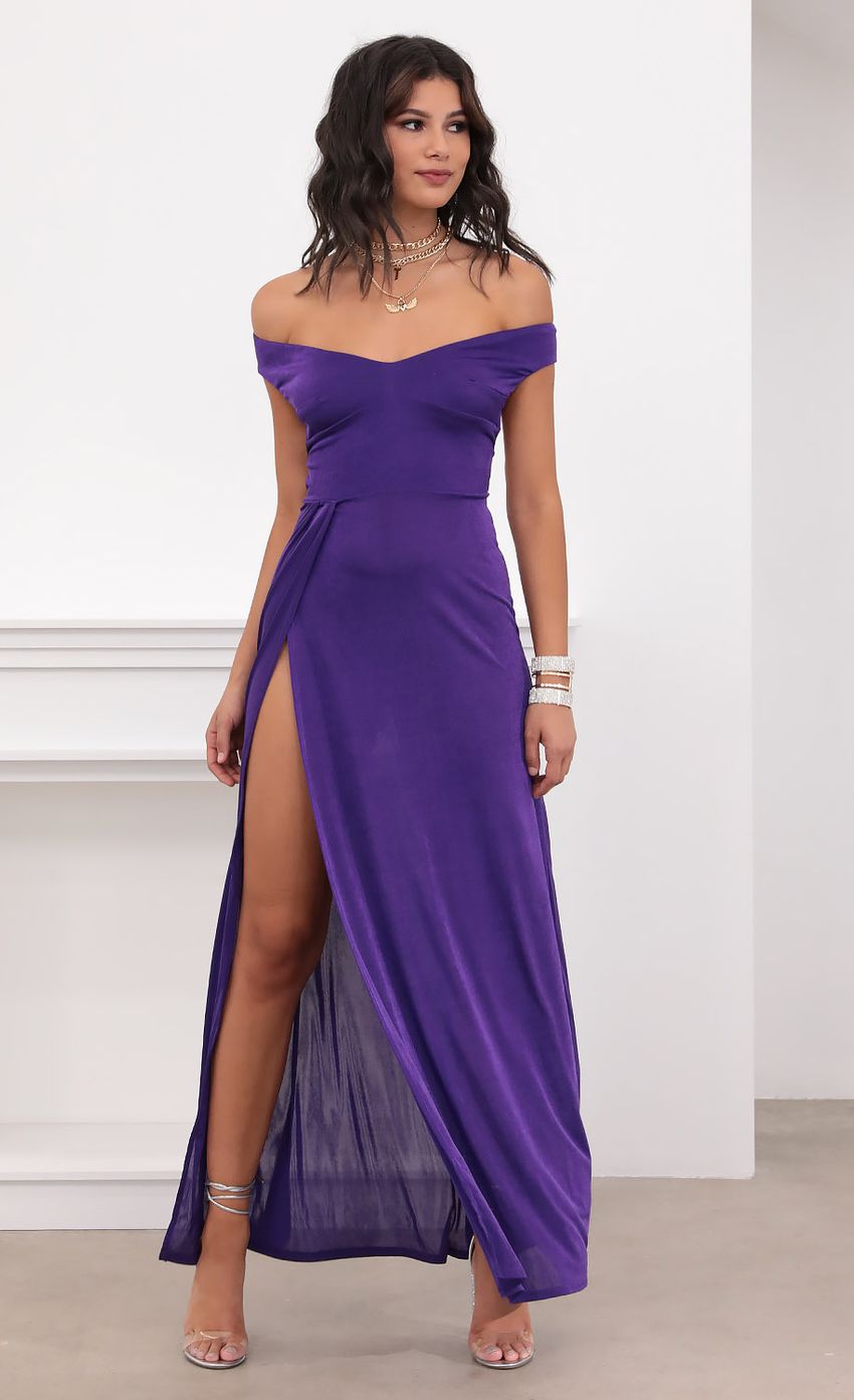 Picture Dianna Luxe Shimmer Maxi in Deep Purple. Source: https://media-img.lucyinthesky.com/data/Jul20_2/850xAUTO/781A9017.JPG