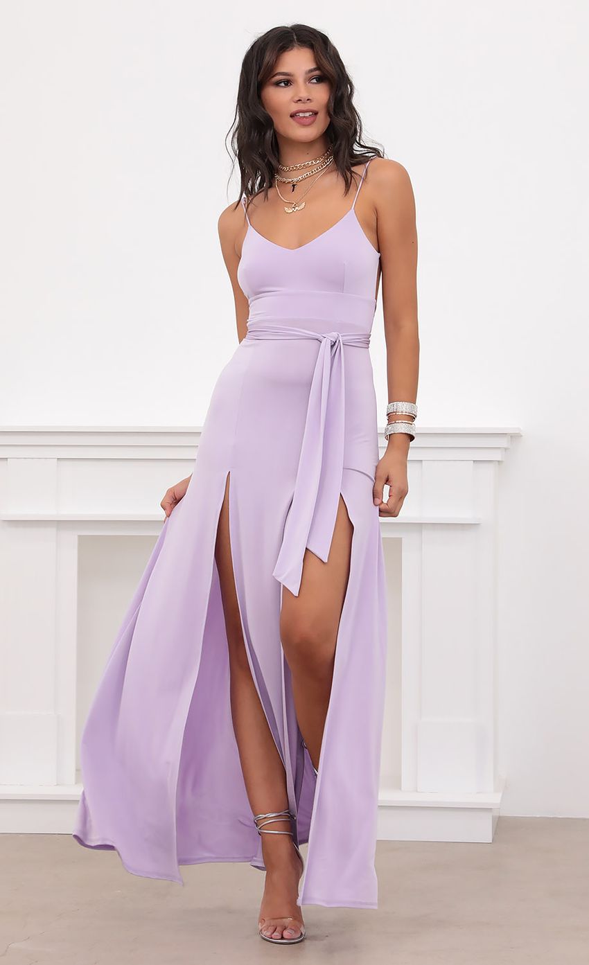 Picture Satin Tie Maxi in Lilac. Source: https://media-img.lucyinthesky.com/data/Jul20_2/850xAUTO/781A9345.JPG