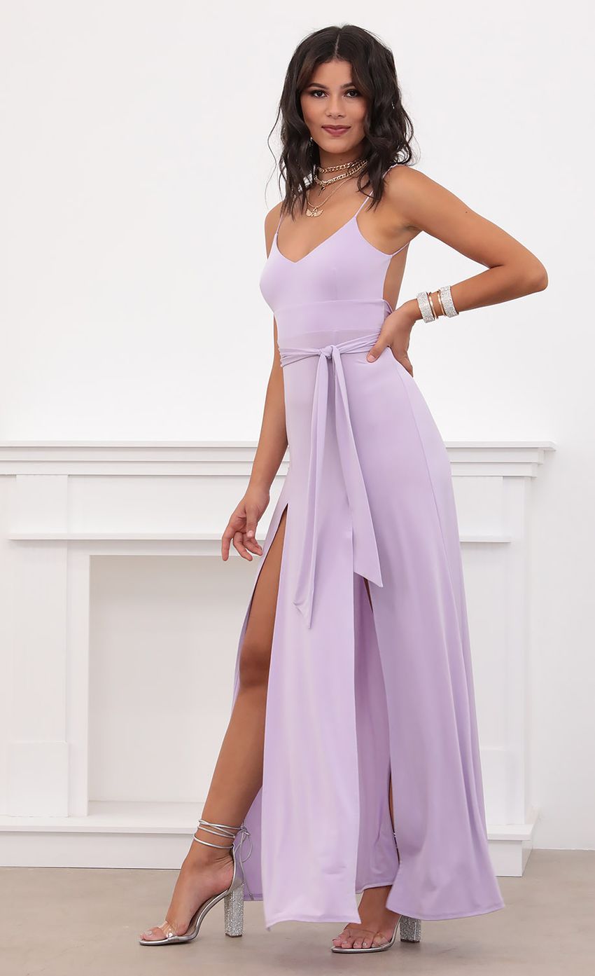 Picture Satin Tie Maxi in Lilac. Source: https://media-img.lucyinthesky.com/data/Jul20_2/850xAUTO/781A9390.JPG