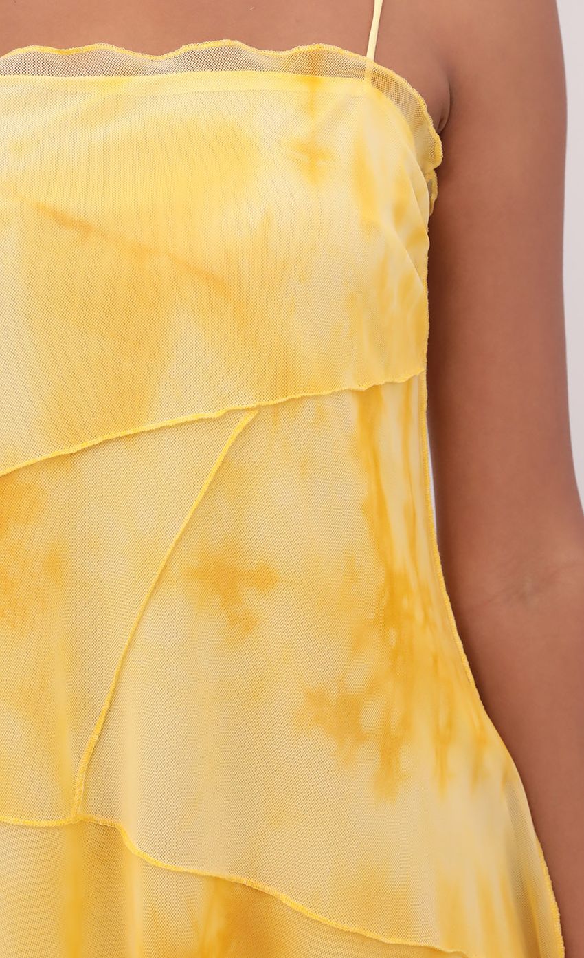 Picture Patchwork Mesh Dress in Yellow Tie Dye. Source: https://media-img.lucyinthesky.com/data/Jul21_1/850xAUTO/1V9A2294.JPG