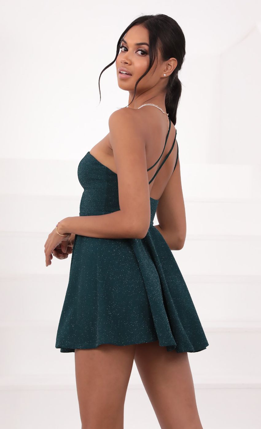 Picture One Shoulder Dress in Turquoise Sparkle. Source: https://media-img.lucyinthesky.com/data/Jul21_1/850xAUTO/1V9A3560.JPG