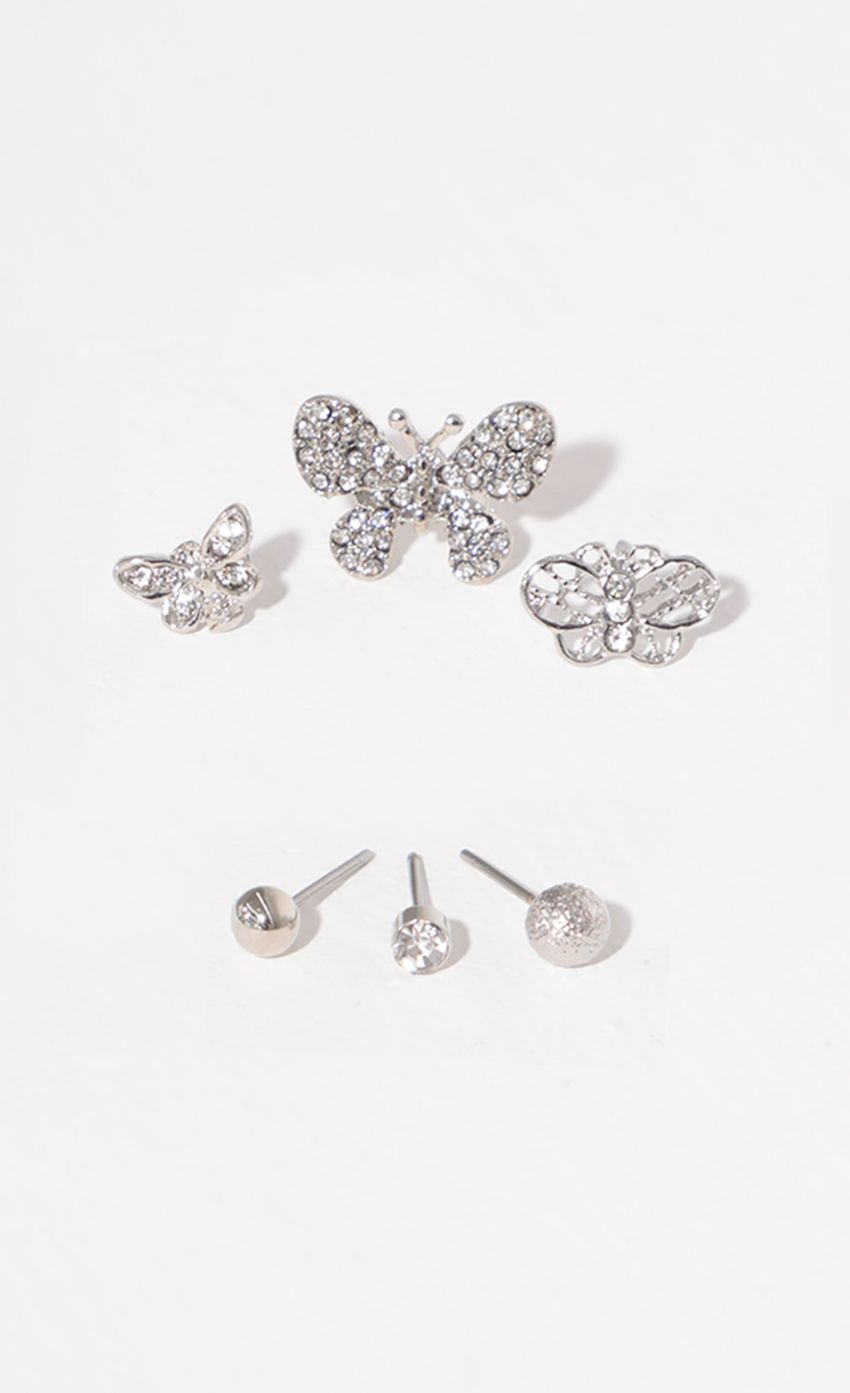 Picture Fly To Me Butterfly Earring Set in Silver. Source: https://media-img.lucyinthesky.com/data/Jul21_1/850xAUTO/AT2A6726_USE1.JPG