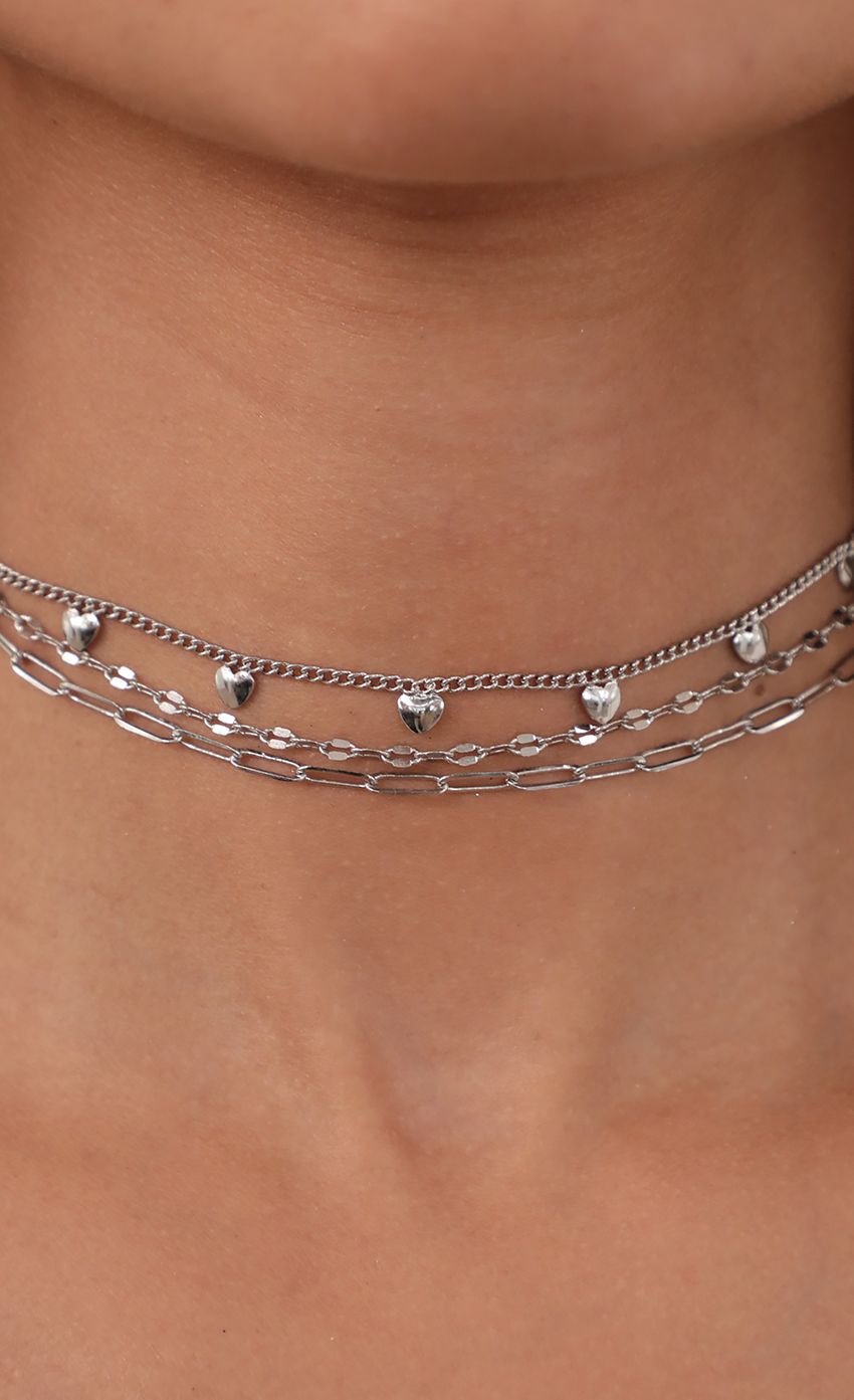 Picture Luck In Love Layered Choker in Silver. Source: https://media-img.lucyinthesky.com/data/Jul21_2/850xAUTO/AT2A6253.JPG