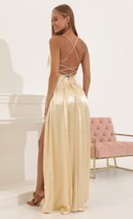 Picture Caitlin Satin Slit Maxi Dress in Gold. Source: https://media-img.lucyinthesky.com/data/Jul22/150xAUTO/60edf372-3036-4a1b-95e7-007ca1fcf7a9.jpg