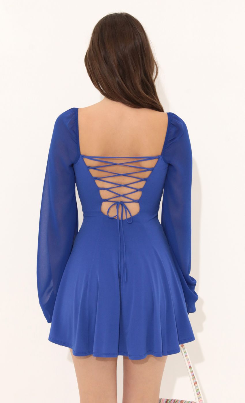 Picture Chiffon Puff Sleeve Dress in Blue. Source: https://media-img.lucyinthesky.com/data/Jul22/850xAUTO/1205b740-4b21-40de-a0b6-e5670c5880ea.jpg