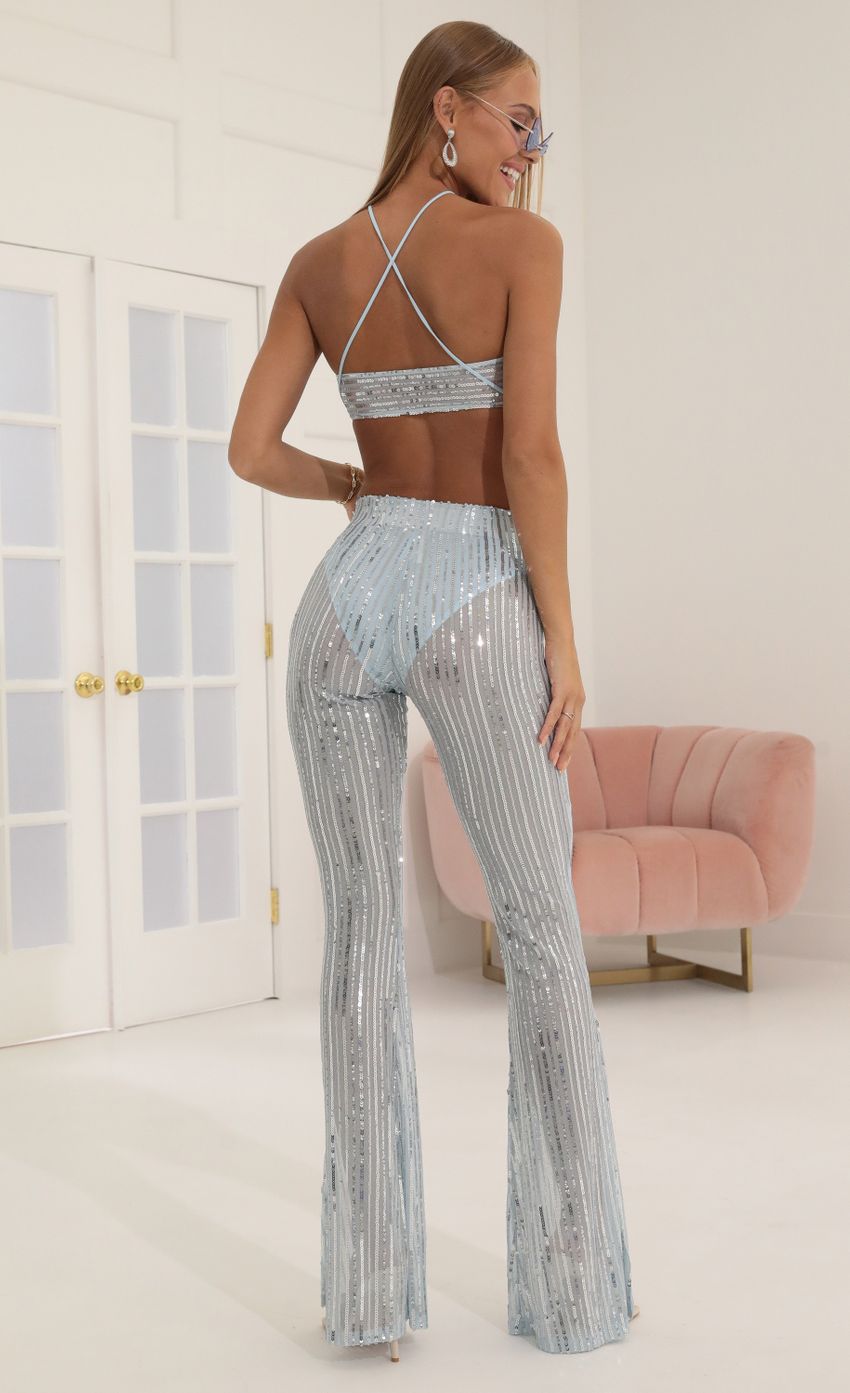 Picture Sequin Striped Two Piece Set in Blue. Source: https://media-img.lucyinthesky.com/data/Jul22/850xAUTO/29e90bb0-19a9-4ede-b467-3ad37aaf5b6a.jpg