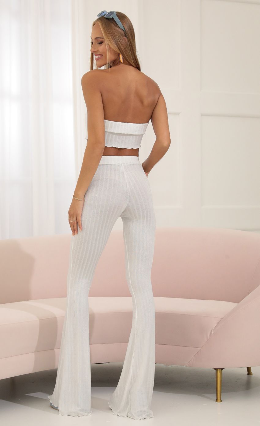 Picture Two Piece Shimmer Pant Set in White. Source: https://media-img.lucyinthesky.com/data/Jul22/850xAUTO/53e3a3bf-4583-491c-8c96-c415f1bd8605.jpg