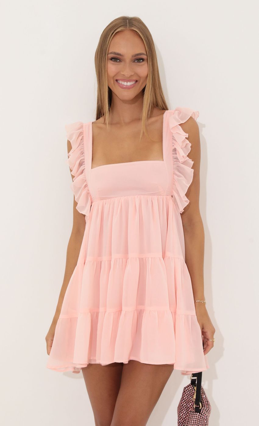 Picture Chiffon Baby Doll Ruffle Dress in Pink. Source: https://media-img.lucyinthesky.com/data/Jul22/850xAUTO/67551325-c3d6-4875-8bc9-4b3ff540bcc8.jpg