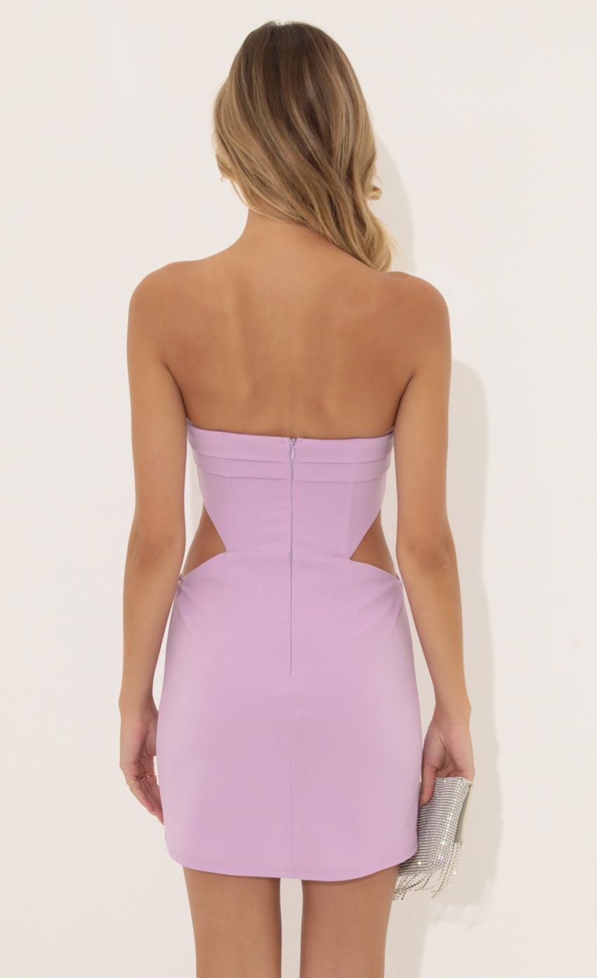 Picture Crepe Corset Cutout Dress in Purple. Source: https://media-img.lucyinthesky.com/data/Jul22/850xAUTO/d36e5207-10a4-4fb4-9ad7-af35b1f55bae.jpg