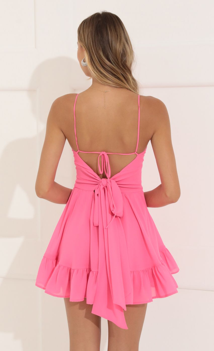 Picture Ramona Chelsea Chiffon Flare Dress in Pink. Source: https://media-img.lucyinthesky.com/data/Jul22/850xAUTO/e7b54c40-9f5a-46cc-845b-0c9d909a54ab.jpg